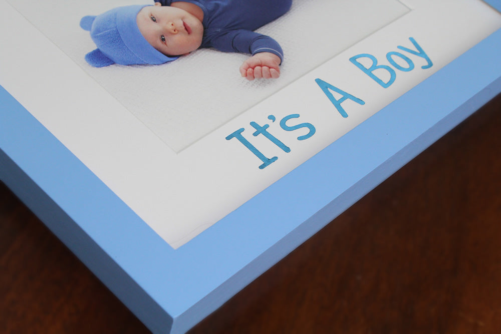 Picture Mat Double Mat 8x10 for 5x7 photo Baby Boy Blue with White